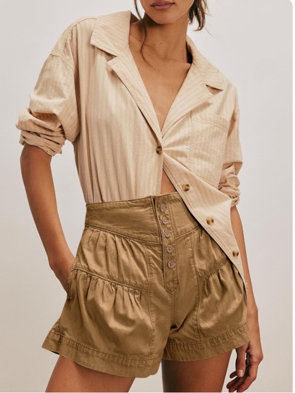 CICY Bell boho Brown Ruffle Flowy Denim festival Shorts Size 8 NWT